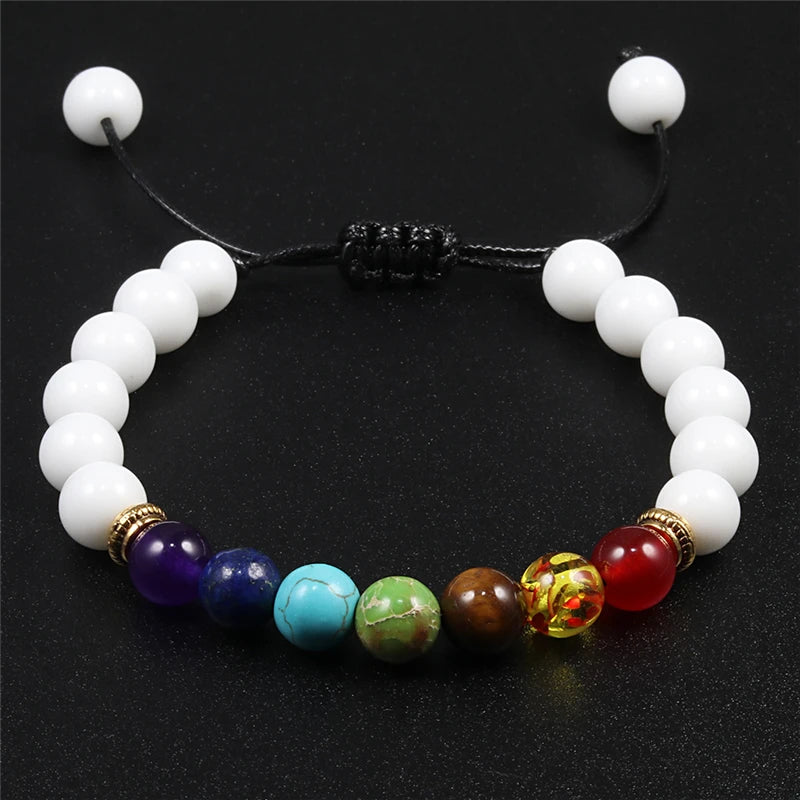 Happy Natural Stone Bracelet for Women Men Healing Balance Tiger Eye Stone Black Lava Bracelets
