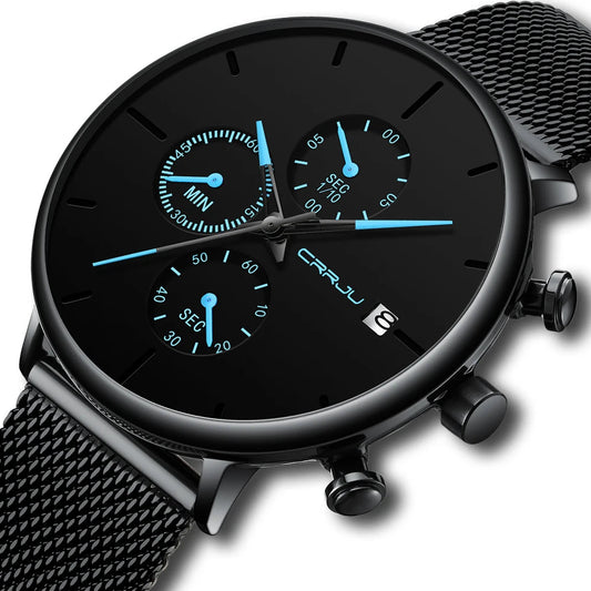 Watch Men Waterproof Slim Mesh Strap Minimalist Wrist Watches For Men Quartz Sports Watch Clock