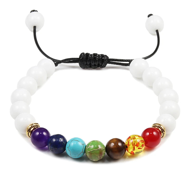 Happy Natural Stone Bracelet for Women Men Healing Balance Tiger Eye Stone Black Lava Bracelets