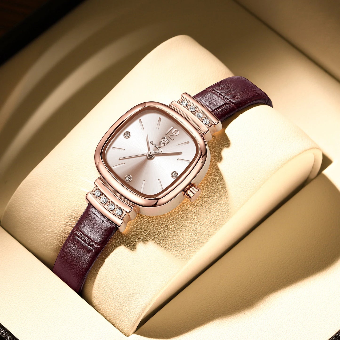 Women Watches Fashion Square Diamond Leather Quartz Watch Top Brand Luxury Waterproof