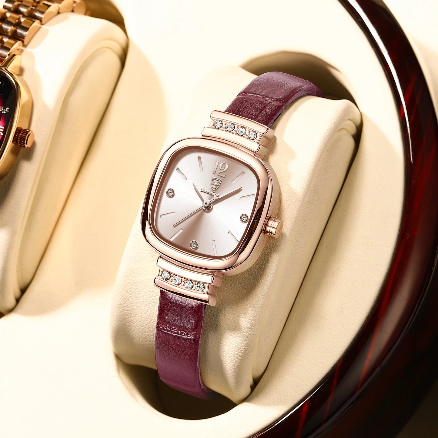 Women Watches Fashion Square Diamond Leather Quartz Watch Top Brand Luxury Waterproof