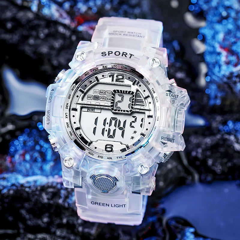 Digital Watch for Women Men Luxury Women Sports Watch Transparent Design Student Child Electronic Wristwatch