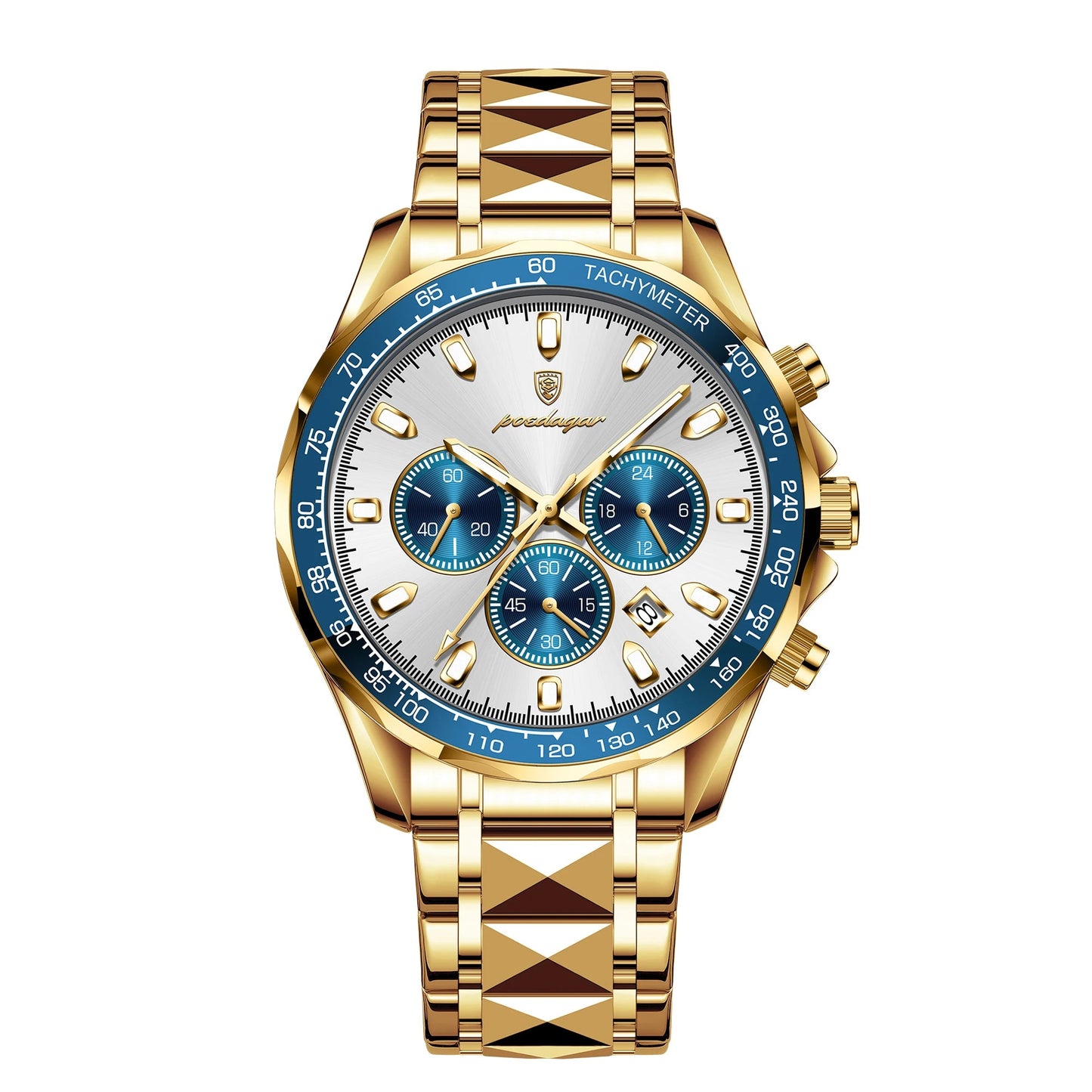 Luxury Man Watch Waterproof Luminous Date Week Men Watch Stainless Steel Quartz