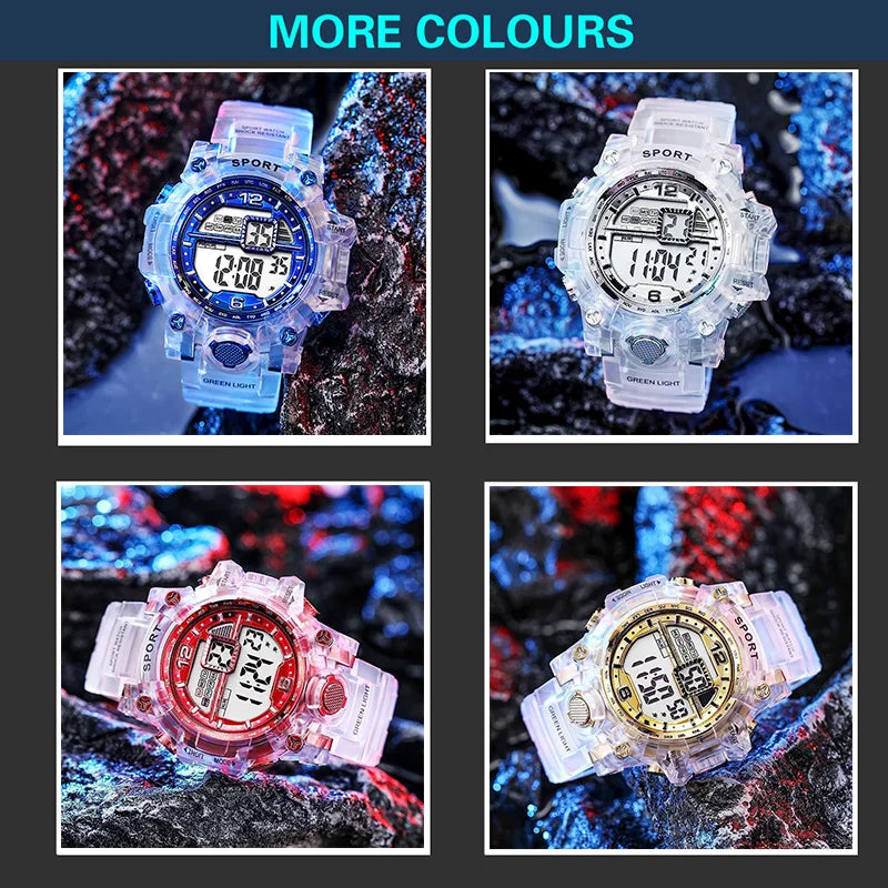 Digital Watch for Women Men Luxury Women Sports Watch Transparent Design Student Child Electronic Wristwatch