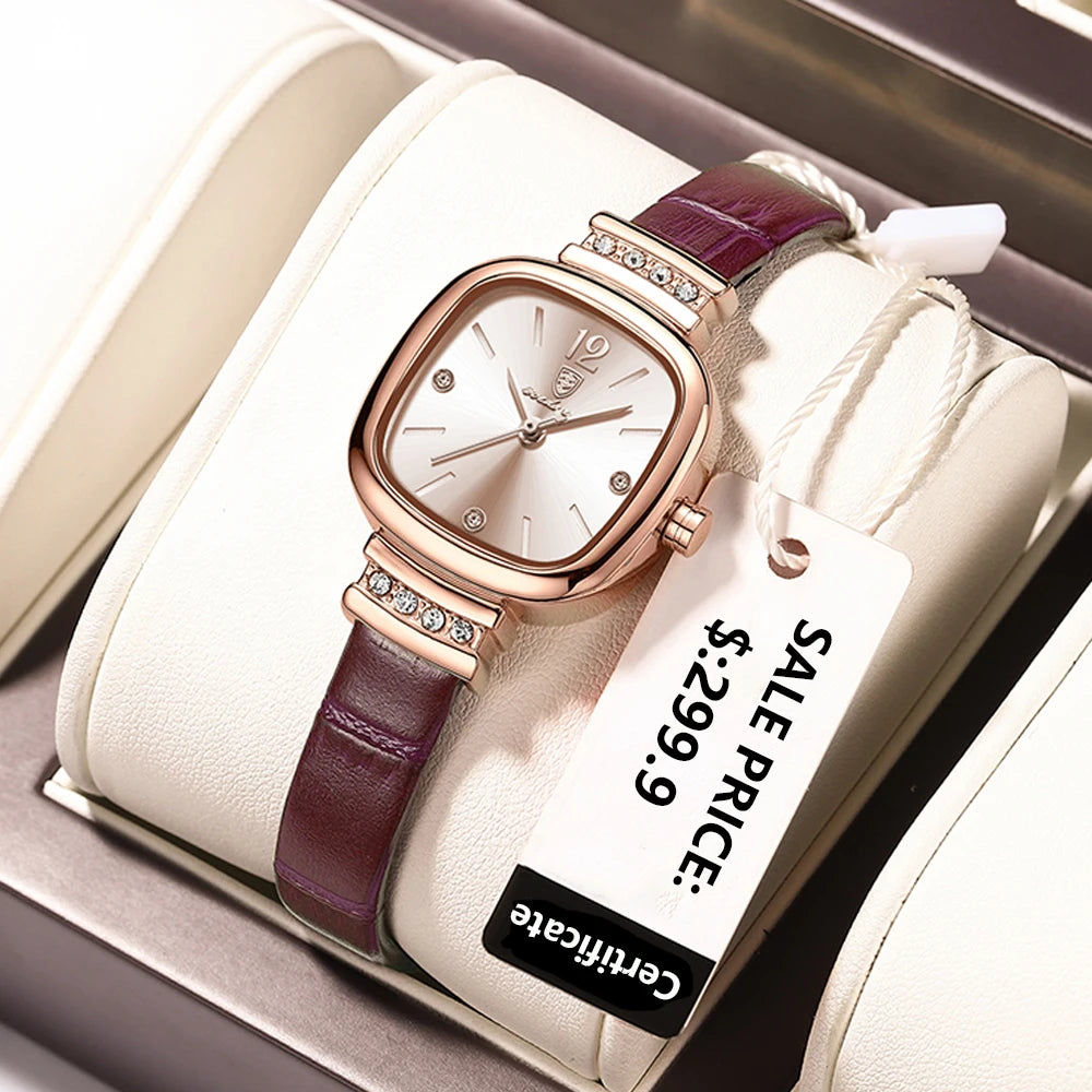 Women Watches Fashion Square Diamond Leather Quartz Watch Top Brand Luxury Waterproof