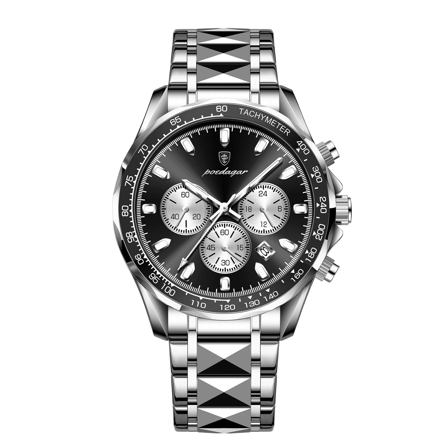 Luxury Man Watch Waterproof Luminous Date Week Men Watch Stainless Steel Quartz