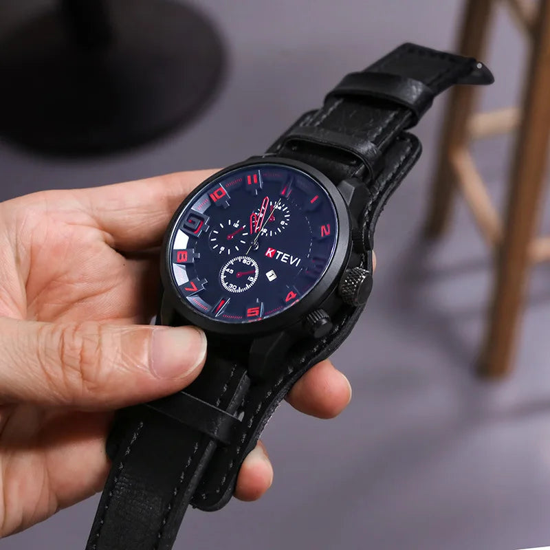 Men's Watches Classic Luxury Business Quartz Watch Fashion Big Dial Leather Strap Date Military Wristwatch for Men