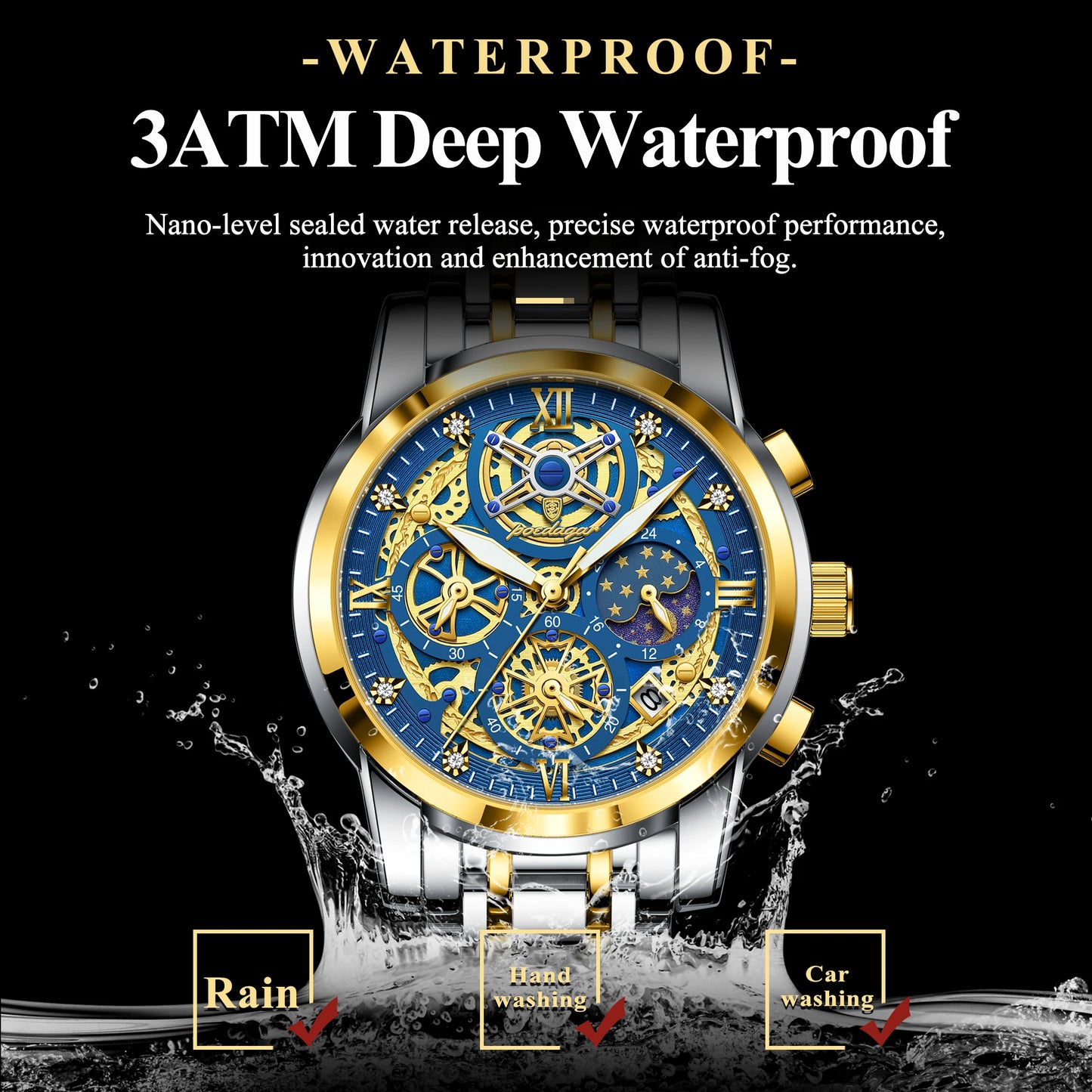 Luxury High Quality Man Watch Waterproof Luminous Chronograph Date Men Watch Stainless Steel Quartz