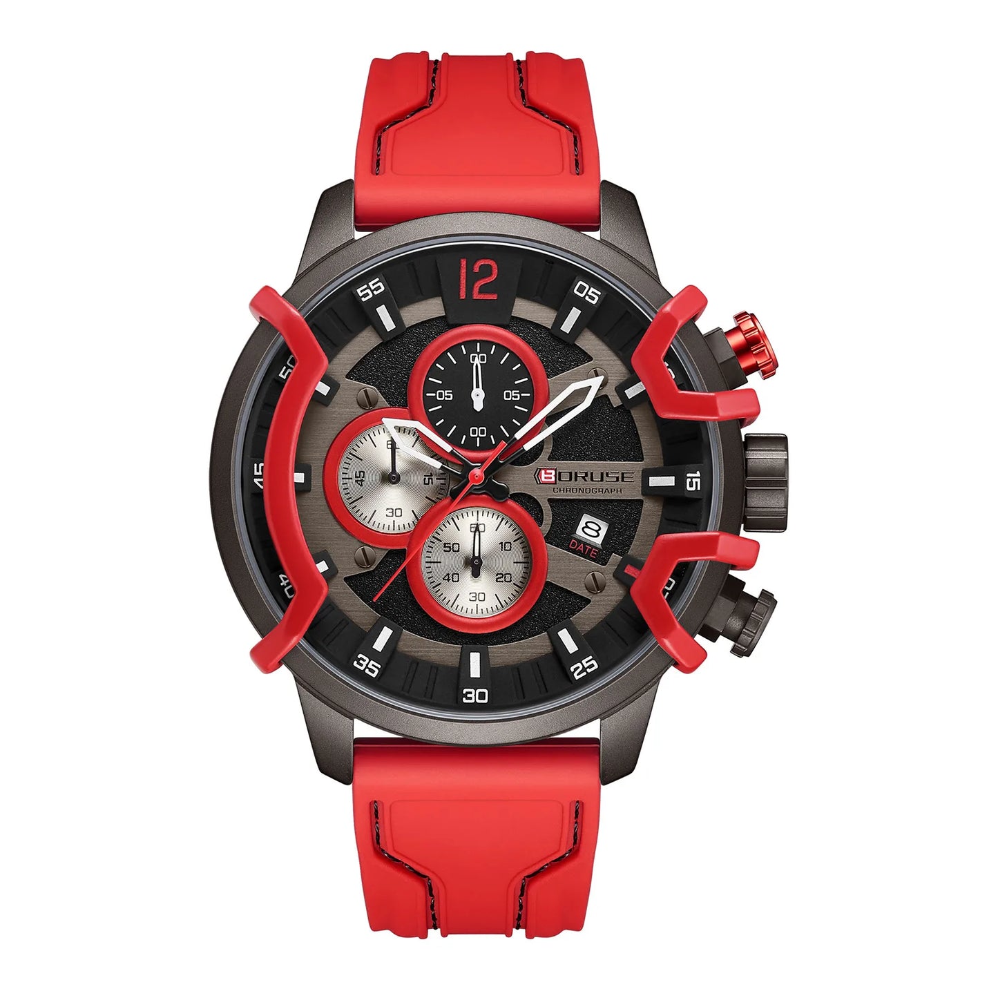 Men Chronograph Men Blue Quartz Watches  Luxury Male Silicone Wrist Business Calendar Waterproof Men's Watch