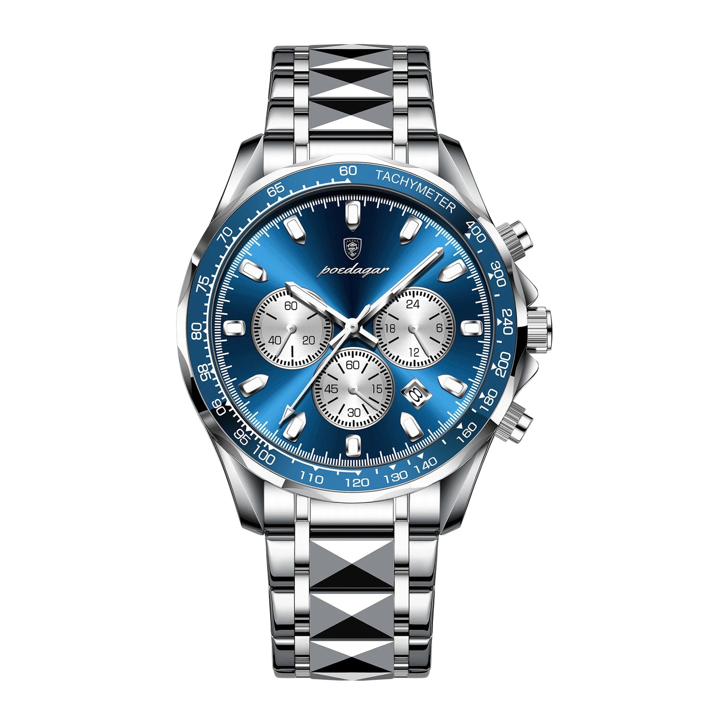 Luxury Man Watch Waterproof Luminous Date Week Men Watch Stainless Steel Quartz