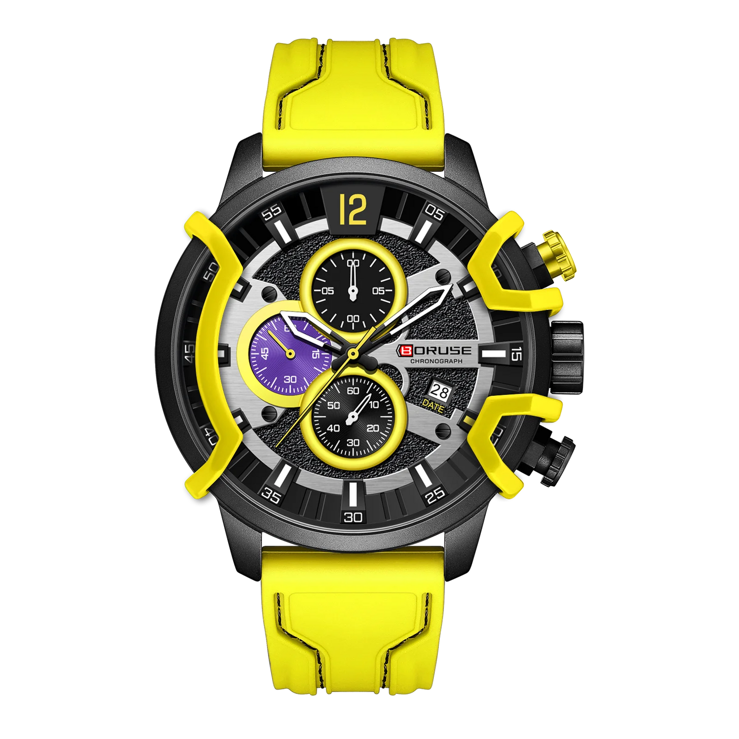 Men Chronograph Men Blue Quartz Watches  Luxury Male Silicone Wrist Business Calendar Waterproof Men's Watch
