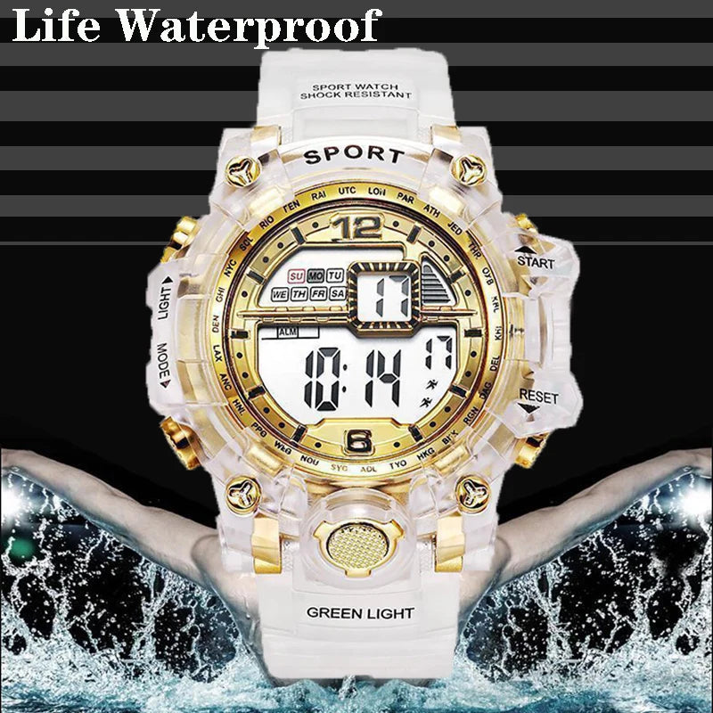 Digital Watch for Women Men Luxury Women Sports Watch Transparent Design Student Child Electronic Wristwatch