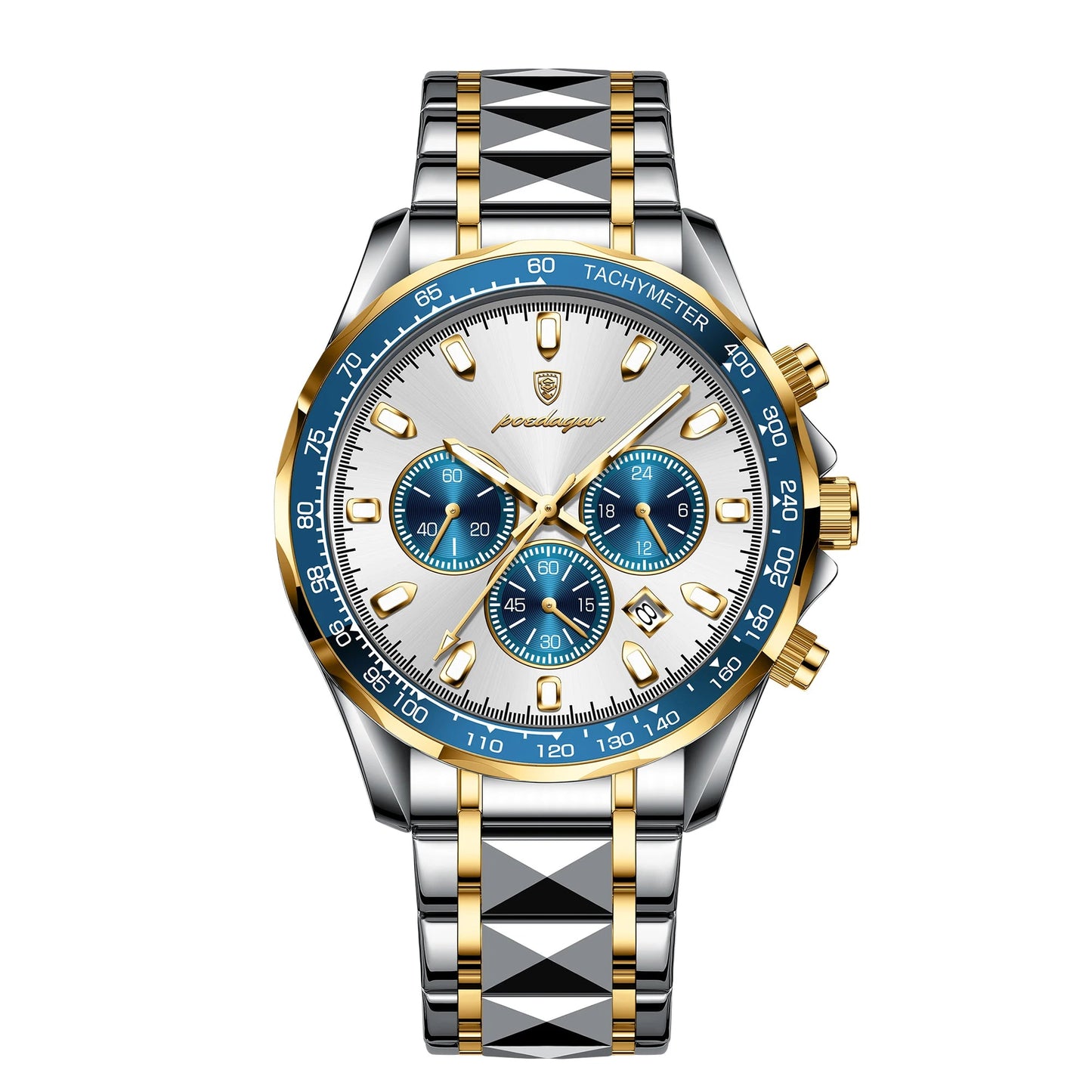 Luxury Man Watch Waterproof Luminous Date Week Men Watch Stainless Steel Quartz