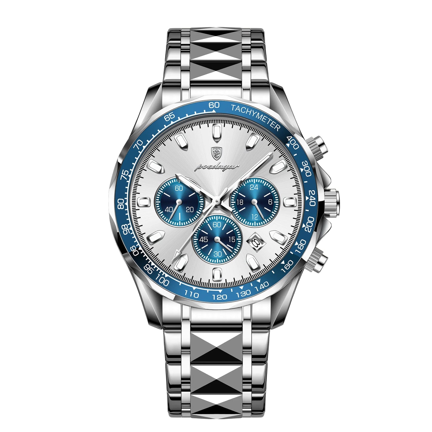 Luxury Man Watch Waterproof Luminous Date Week Men Watch Stainless Steel Quartz