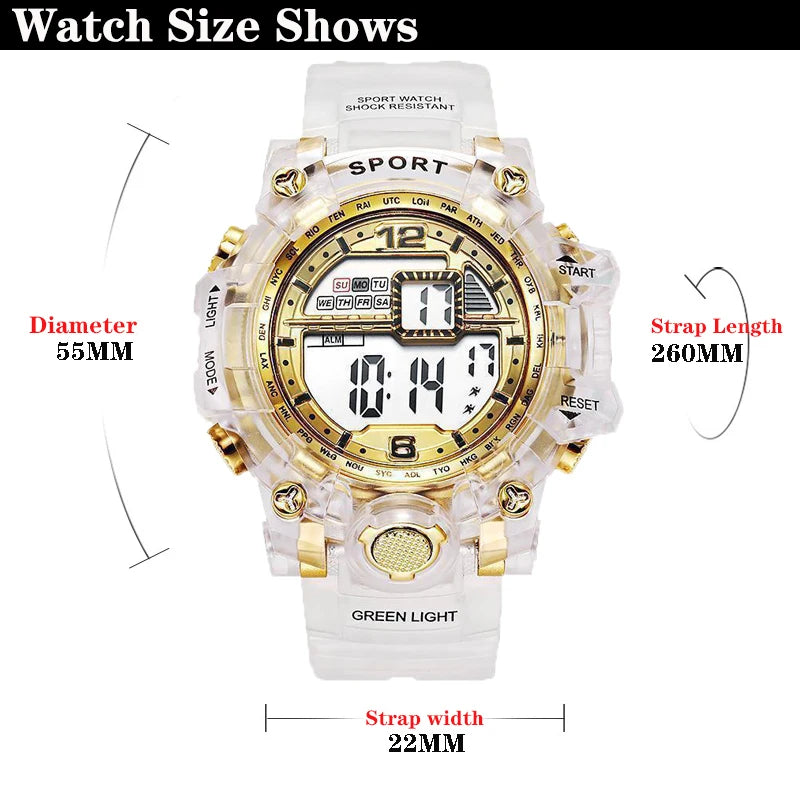 Digital Watch for Women Men Luxury Women Sports Watch Transparent Design Student Child Electronic Wristwatch