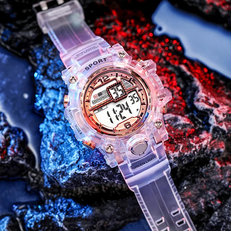 Digital Watch for Women Men Luxury Women Sports Watch Transparent Design Student Child Electronic Wristwatch