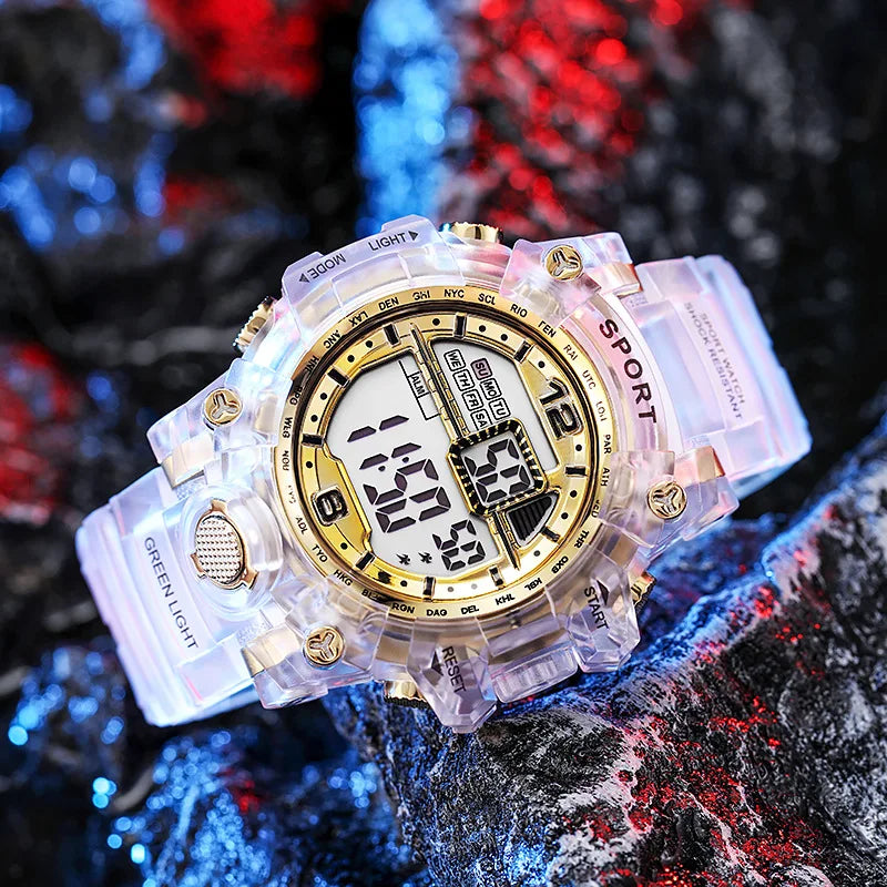 Digital Watch for Women Men Luxury Women Sports Watch Transparent Design Student Child Electronic Wristwatch