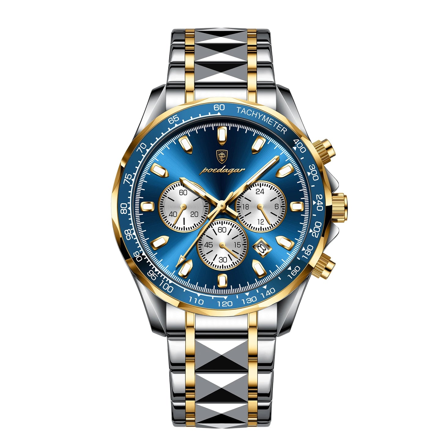 Luxury Man Watch Waterproof Luminous Date Week Men Watch Stainless Steel Quartz