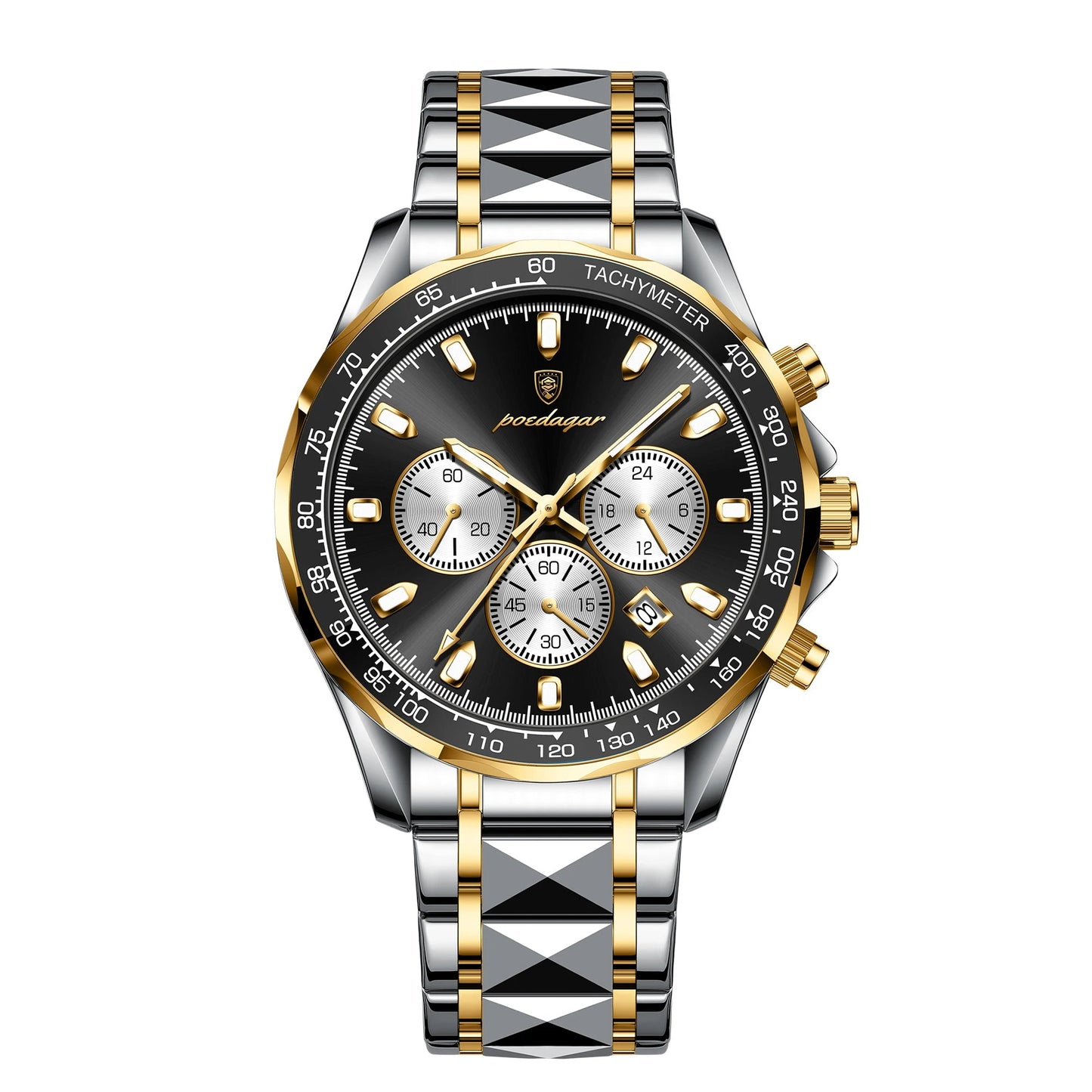 Luxury Man Watch Waterproof Luminous Date Week Men Watch Stainless Steel Quartz