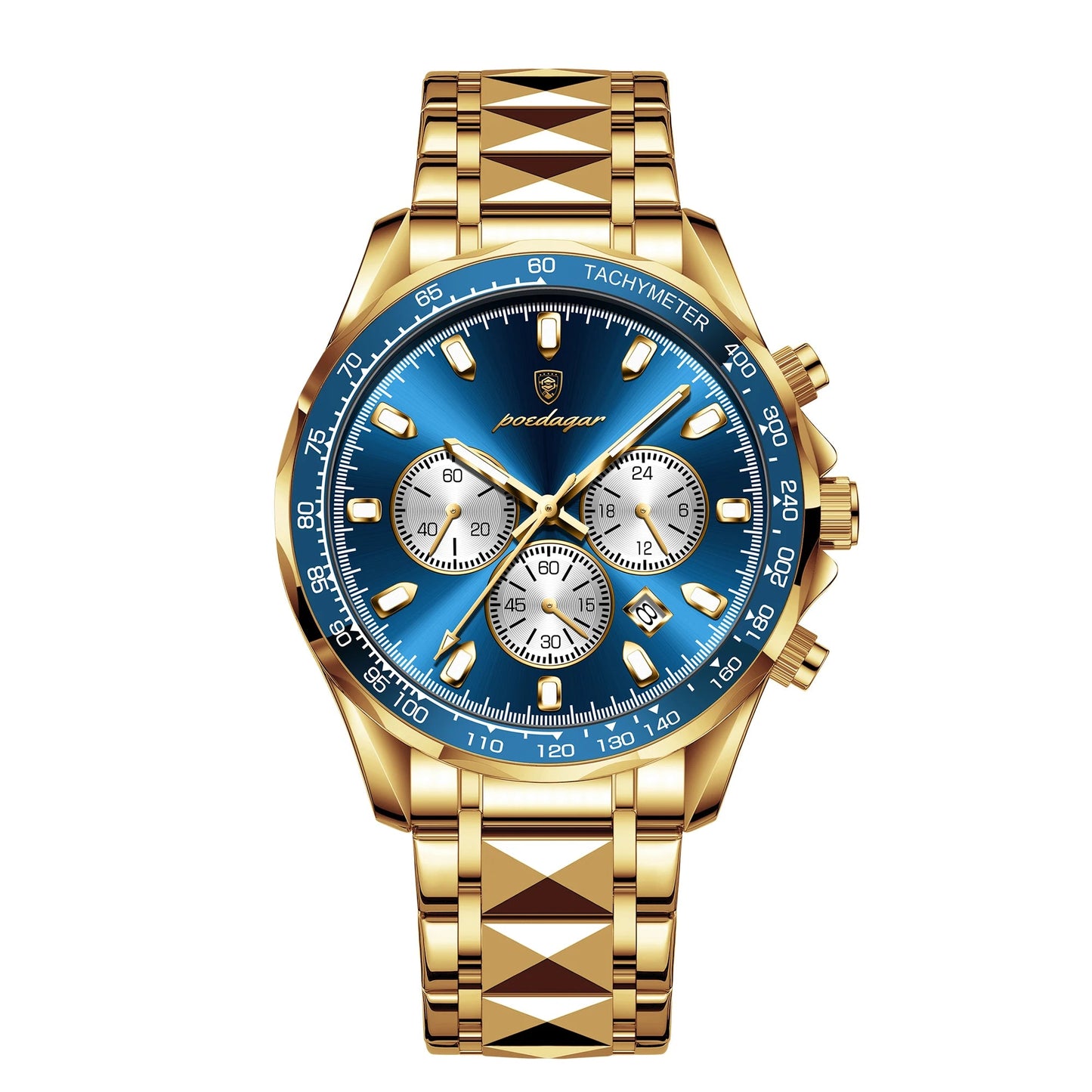 Luxury Man Watch Waterproof Luminous Date Week Men Watch Stainless Steel Quartz